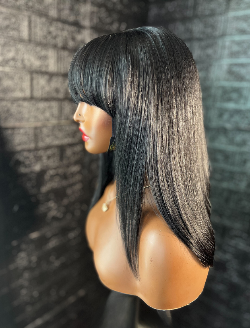 SWEETPEA | Black Parted Curtain Bang Blunt Cut