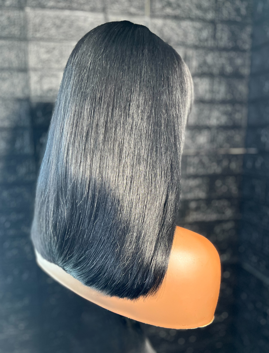 SWEETPEA | Black Parted Curtain Bang Blunt Cut